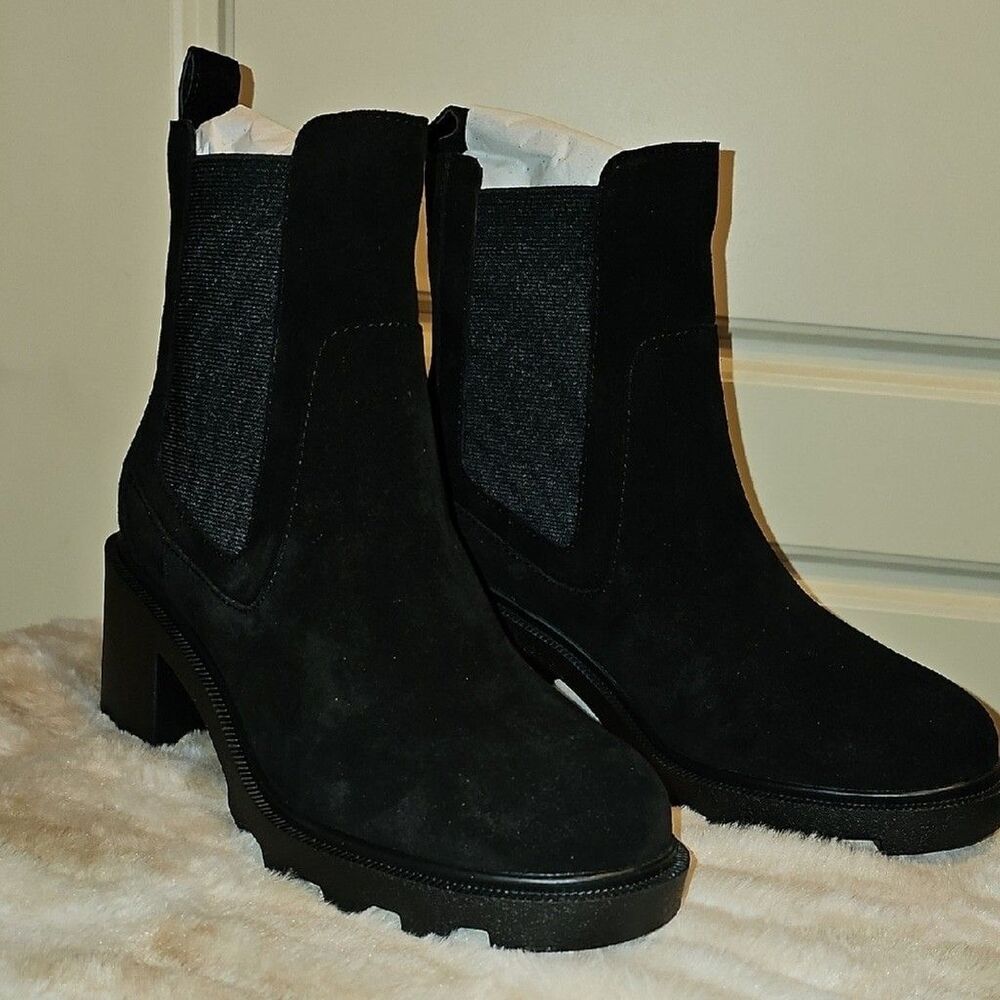 LISA VICKY- WOMEN'S Stylish Black Heeled Boots for Women Size 7.5 - Picture 9 of 11